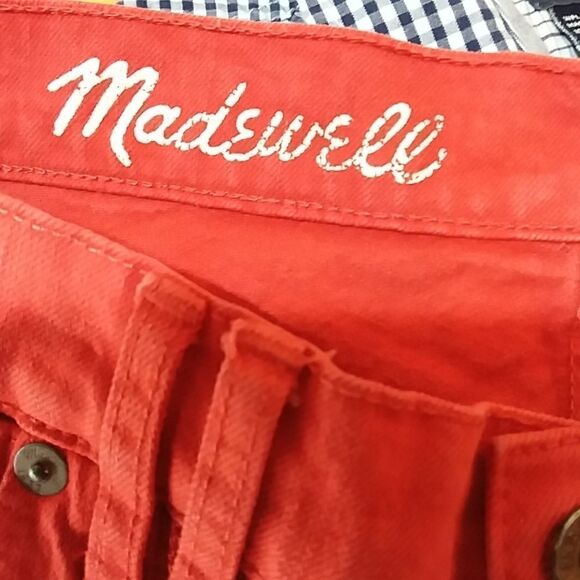 Madewell Red Denim Cut off Shorts Sz 27 - Picture 4 of 5